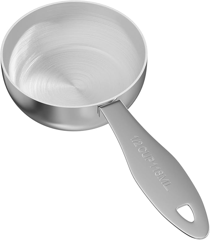 1PCS 1/2Cup(118ml) Stainless Steel Measuring Cup, Heavy-duty Single Metal Scoop for Wet and Dry Ingredients, Great Kitchen Gadgets for Cooking