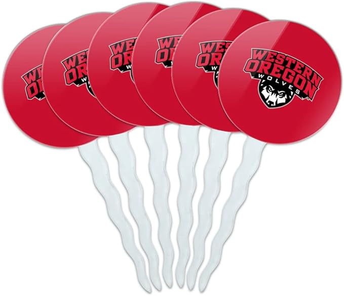 Western Oregon University Primary Logo Cupcake Picks Toppers Decoration Set of 6