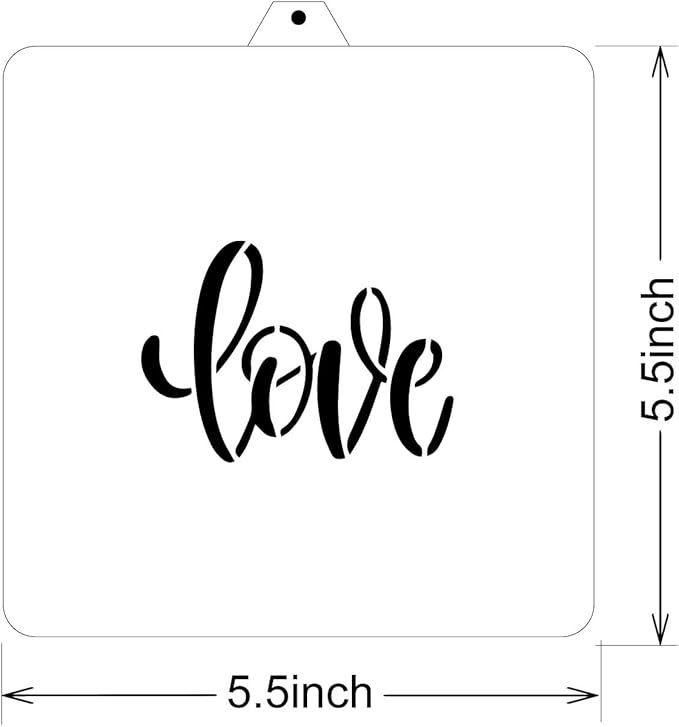 Cookie Cutter and Stencil Set Bundle Kit PYO Cookies Paint Your Own Diy Bakery Fondant Sugar Happy Birthday Wedding Baby Candle Kids Painting Coloring Pages Comb (Love)