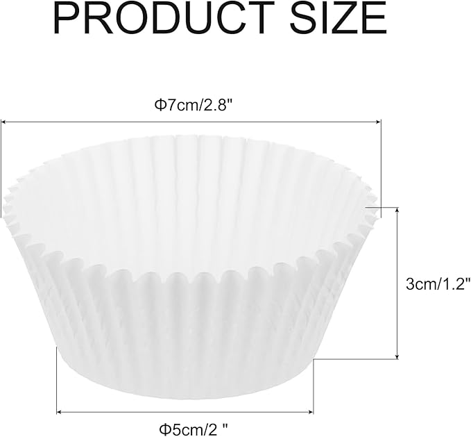 uxcell 100 Pcs Cupcake Liners, Muffins Paper Baking Cups Wrappers Standard Greaseproof for Baking Cupcake Wrapper, White