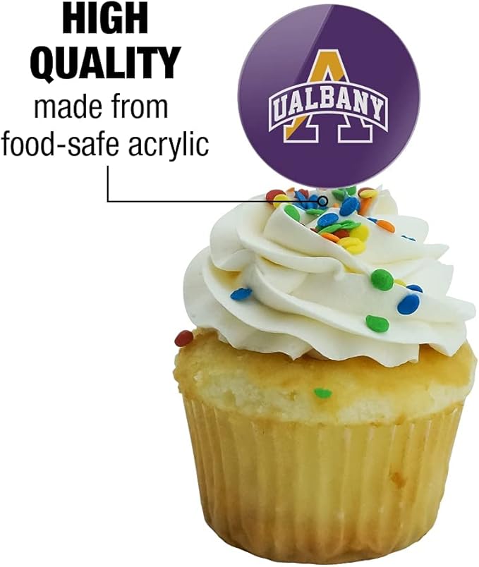 University at Albany Primary Logo Cupcake Picks Toppers Decoration Set of 6
