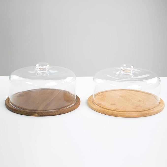 10.2''Glass Dessert Dome with Base, 11.8"Decorative Cake Tray with Glass Dome Cover, Cake Fruit Display Server Tray for Kitchen, Birthday, Weddings, Appetizer Dessert & Cheese Serving Platter