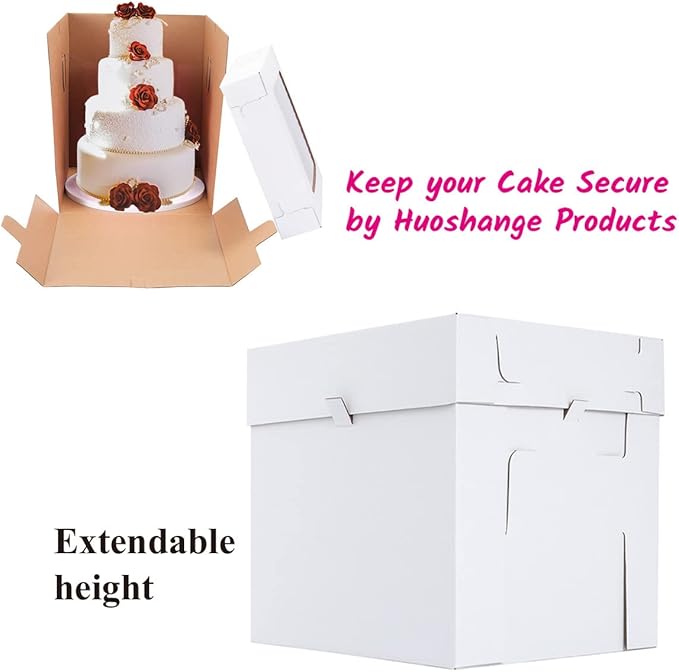 Tall Cake Boxes for Tier Cakes,10x10x12 Inch [10Pack ] Thick Sturdy Cake Box with Window,Layer Cake Carrier,Disposable Cake Containers