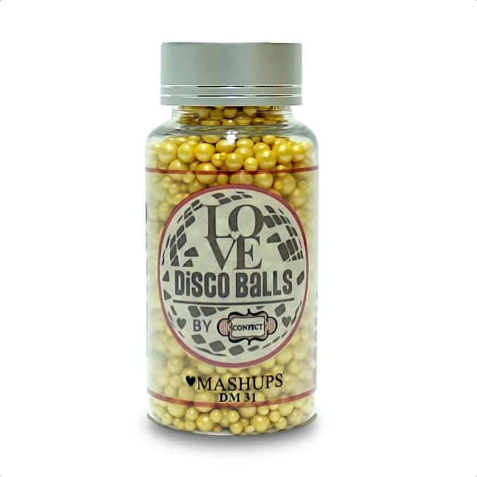 Confect Gold Edible Sprinkles – Confect Love Disco Balls Mashups for Cake & Cupcake Decorating – Metallic Gold Sugar Pearls & Decorative Toppings | Dessert Sprinkle Mix | Vegan, Gluten-Free, Nut-Free, Soy-Free, Dairy-Free, Palm Oil-Free- 4.2 Oz