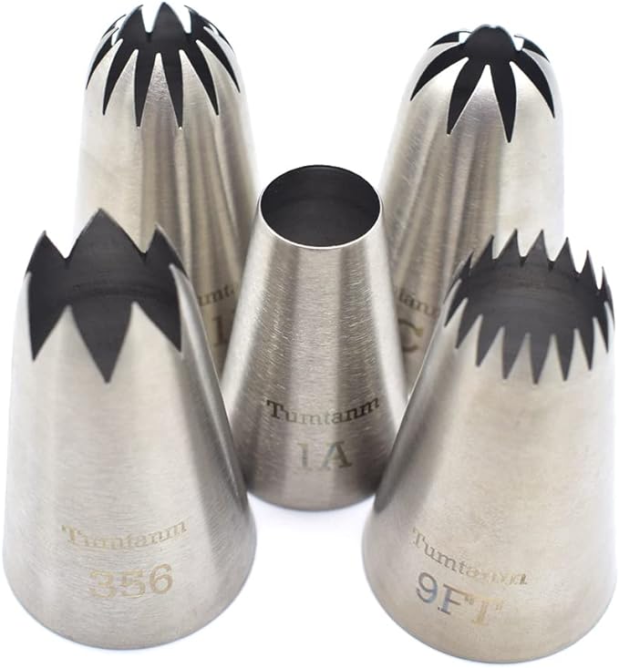 Piping tips large Cake Decorating tools, 5 pack Cake piping Nozzles Tips Kit - DIY Icing Nozzle Tool for Cupcakes