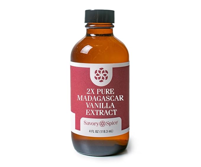 Savory Spice 2X Pure Madagascar Vanilla Extract - Double Strength Vanilla for Baking & Desserts | Intense, Extra Strong Vanilla Flavoring (4 Fl Oz)