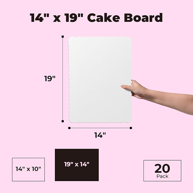 Fit Meal Prep [20 Pack 19x14 Rectangle Cake Boards White Cardboard Cake Base, Half Sheet Disposable, Desserts and Pastries Food Bottoms, Grease Proof and Moisture Resistant