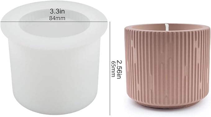 Simplicity Candle Jar Silicone Mold Stripe Round Plaster Flower Pot Silicone Mold Succulent Planter Vase Concrete Mold Epoxy Resin Cement Clay Mould