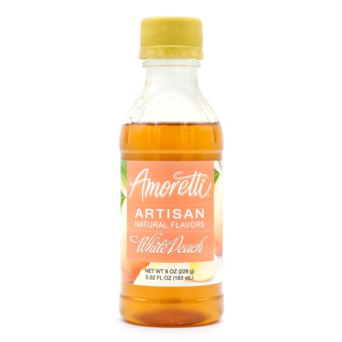 Amoretti - Natural White Peach Artisan Flavor Paste, 8 oz, Perfect For Ice Cream, Beverages, Cakes, and more, Preservative Free, Vegan, Gluten Free, No Artificial Sweeteners, Highly Concentrated