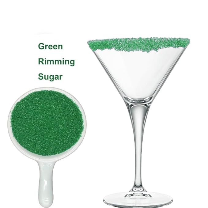 Edible 5 Ounce Fine Decorative Green Sanding Sugar Sprinkles for Baking, Sparkling Crystals for Cakes, Cookies, Cupcakes, Ice Cream Topping and Rimming Sugar