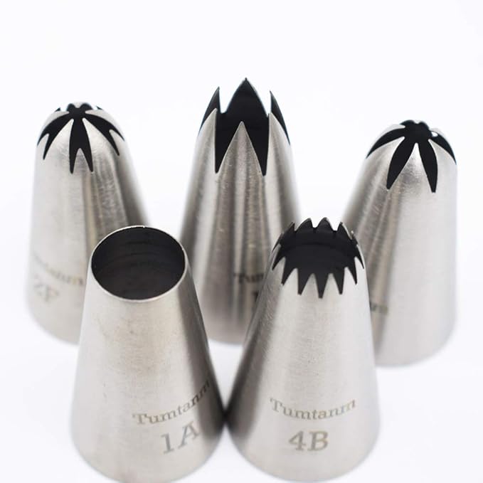 5 Pack Stainless Steel seamless Piping Icing tips, Large Piping Nozzle, Cake Decorating tools for baker