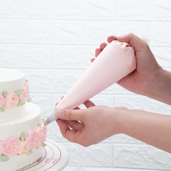 Restaurantware Pastry Tek 14 x 7.3 Inch Piping Bags 2 Reusable Icing Bags - Durable White Silicone Pastry Bags Anti Burst Decorate Cakes Cupcakes Macarons Or Cookies