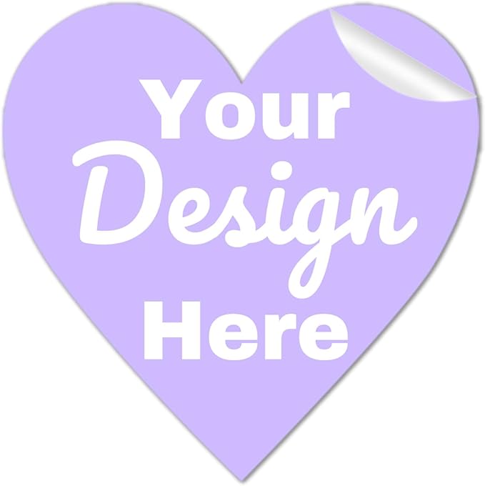 50~1000Pcs Personalized Sticker Custom Label Customized Business Logo Vinyl Stickers Personalized Waterproof Labels with Name Text Photo Make Your Own Printed Sticker for School Office - Heart 4"