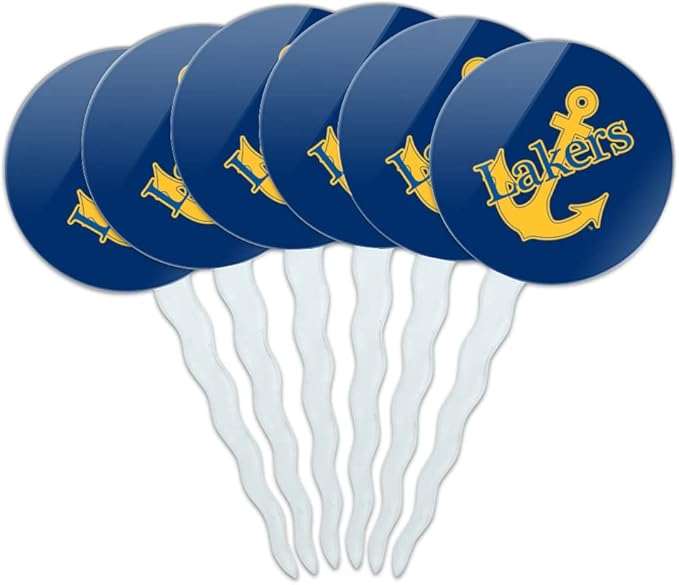 Lake Superior State University Primary Cupcake Picks Toppers Decoration Set of 6