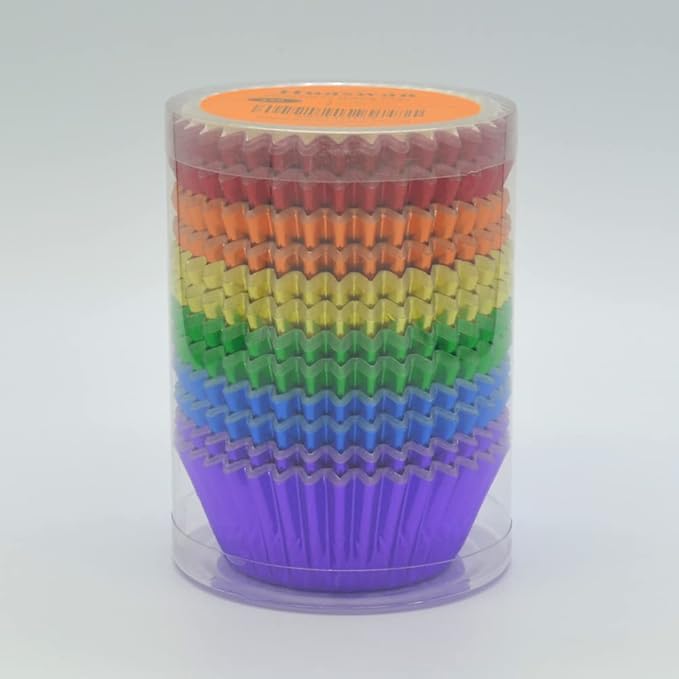 Rainbow Foil Cupcake Liners Standard Paper-Lined Baking Cups for Birthday and Party, 240-Count