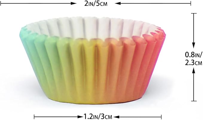 qiqee Mini Cupcake Liners Cupcake Cups 300-Count Food Grade Gradient Design Cupcake Papers Baking Cups Cupcake Wrappers(Small Size)
