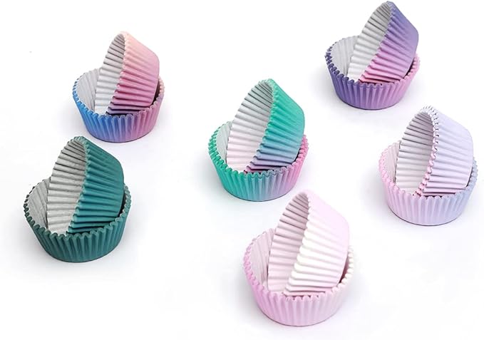 qiqee 300-Count Cupcake Liners Standard Cupcake Cups 6 Design Cupcake Papers Baking Cups Cupcake Wrappers (Standard Size)