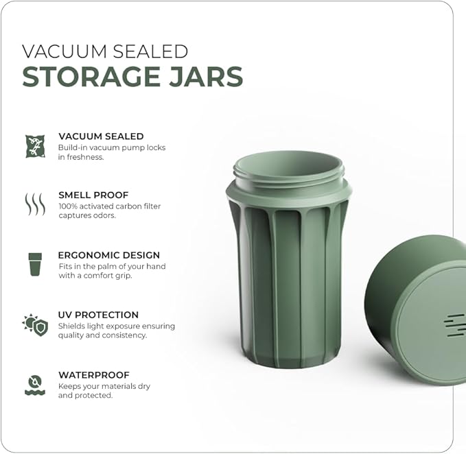 Staze Preserve Vacuum Sealed Storage Jars (148ml) | Patented Smell Proof Containers | Herb Storage & Food Storage Container with Protection - (VISTA TRIO)