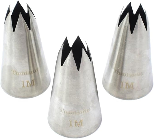 Piping Tips, 1M 3Pcs Large Icing Piping Tips Stainless Steel Seamless Set for Cupcakes Cake Decoration and Baker