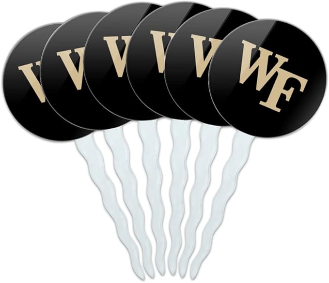 Wake Forest University Primary Logo Cupcake Picks Toppers Decoration Set of 6