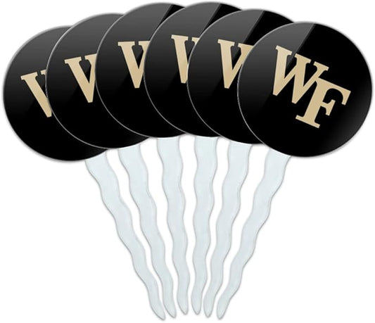 Wake Forest University Primary Logo Cupcake Picks Toppers Decoration Set of 6