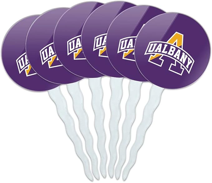 University at Albany Primary Logo Cupcake Picks Toppers Decoration Set of 6