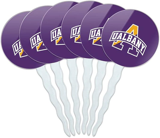University at Albany Primary Logo Cupcake Picks Toppers Decoration Set of 6