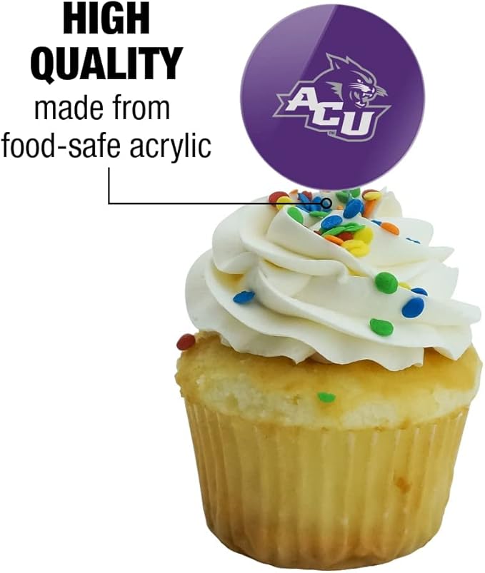 Abilene Christian Primary Logo Cupcake Picks Toppers Decoration Set of 6