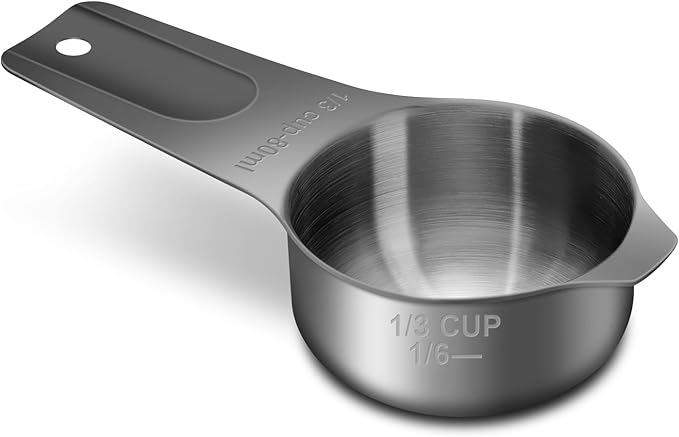1/3 Cup (80 ml | 2.7 oz| 80 cc) Stainless Steel Measuring Cup, Metal Measuring Cup for Cooking & Baking(Black)