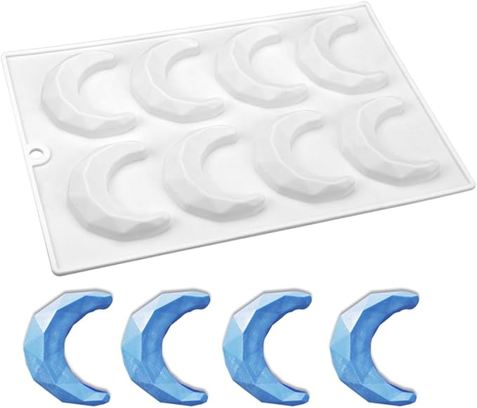 mostsom Chocolate 3D Diamond Moon Design Silicone Cake Mold Soap Moulds DIY Car Pendant Gypsum Plaster Heart Mold Handmade Candle Mold (Moon G_10.2X6.8X0.6 inch)