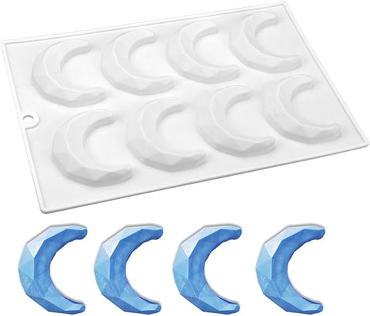 mostsom Chocolate 3D Diamond Moon Design Silicone Cake Mold Soap Moulds DIY Car Pendant Gypsum Plaster Heart Mold Handmade Candle Mold (Moon G_10.2X6.8X0.6 inch)
