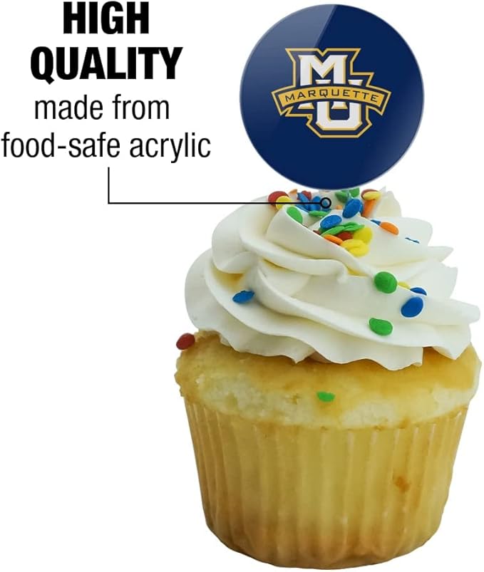 Marquette University Primary Logo Cupcake Picks Toppers Decoration Set of 6