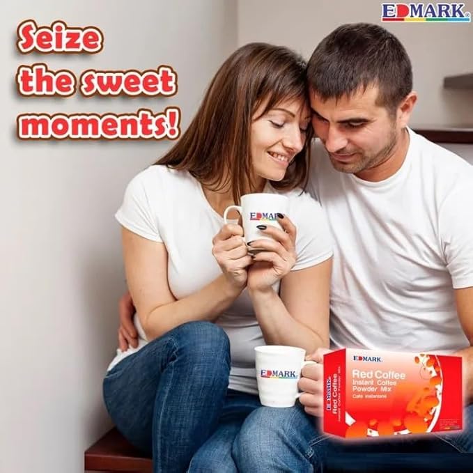 EDMARK Sugar Free Red Yeast Coffees - Organic Coffee Blend With Rose Petal Extract - Red Coffee Pods Cups Coffee's Lover Gifts - 15g × 20 Sachets
