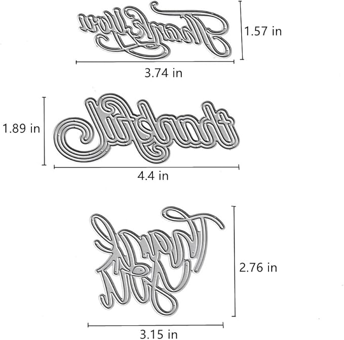 Thank You Alphabet Cutting Dies, 3 Kinds Thank You Thanks Letters Thanksgiving Day Die Cuts Metal Embossing Stencils Template Mould for Card Scrapbooking and DIY Craft Album Paper Card Decor