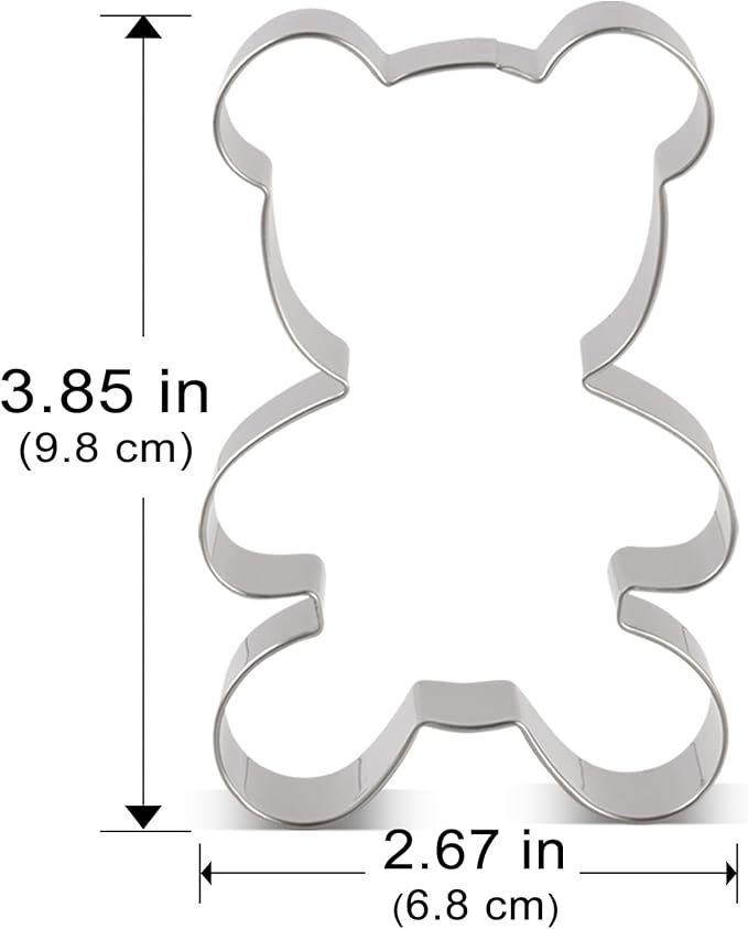 LILIAO Teddy Bear Cookie Cutter for Baby Shower - 2.7 x 3.9 inches - Stainless Steel