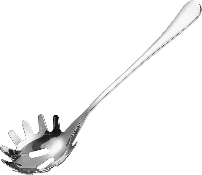 Stainless Steel Pasta Spoon, Spaghetti Spoons Server, Spaghetti Fork with Ergonomic Handle, Noodle Utensil for Kitchen, 9. 4inch