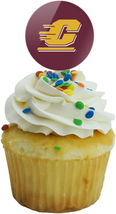Central Michigan University Logo Cupcake Picks Toppers Decoration Set of 6
