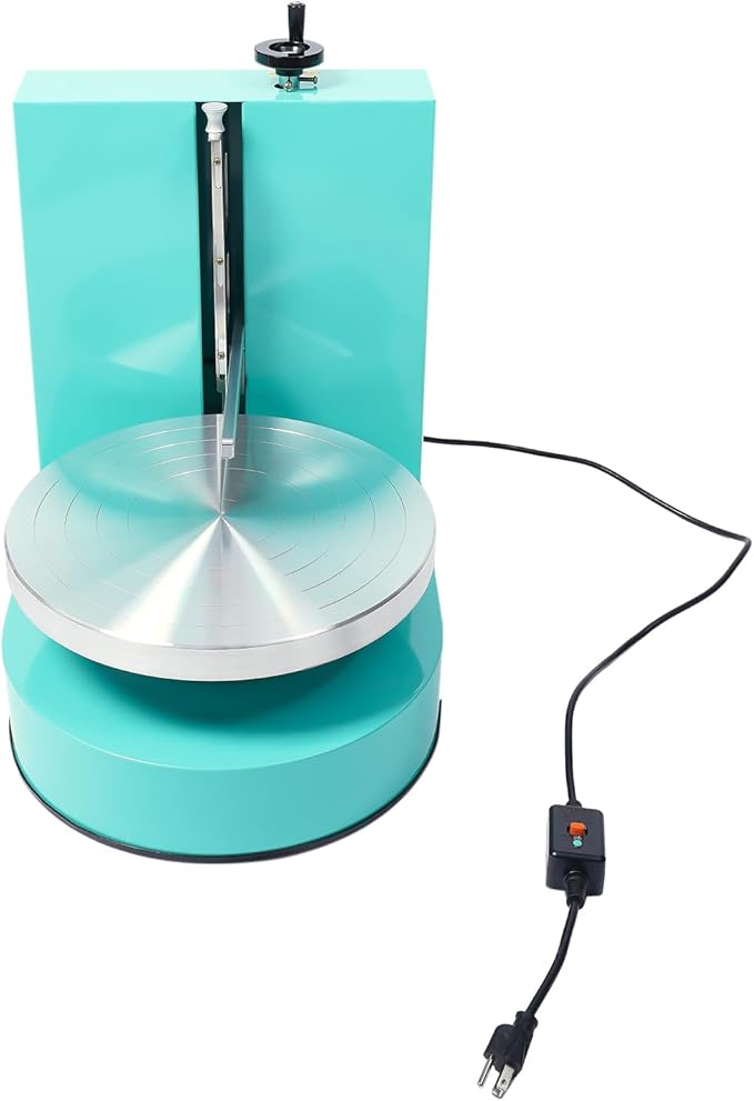 Cake Decorating Machine, Automatic Cake Cream Spreading Machine for 4-12 Inch Cakes, 60-320 RPM Rotating Speed, Turntable with Adjustable Scraper, Cake Frosting Machine with LCD Display (Green)