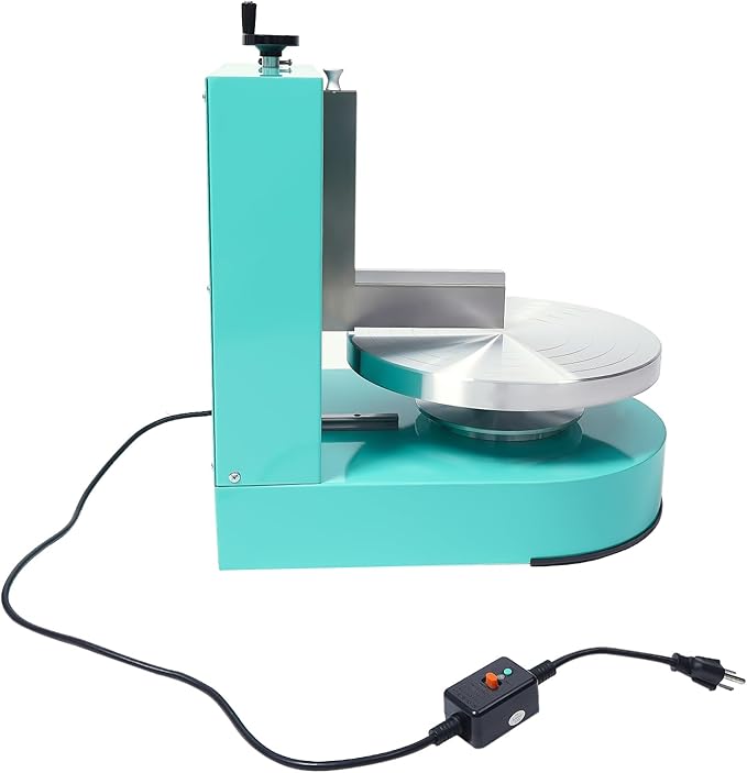 200W Automatic Cake Decorating Machine, 4-12 inch Cake Cream Spreading Machine Birthday Cake Cream Smooth Coating Decoration Rotation Speed 60-320rpm for Cake Shops, Dessert Shops (Green)