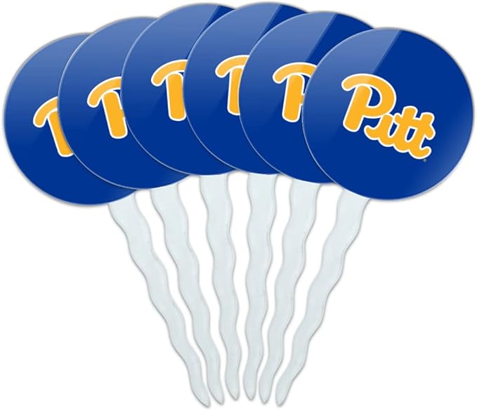 University of Pittsburgh Primary Logo Cupcake Picks Toppers Decoration Set of 6