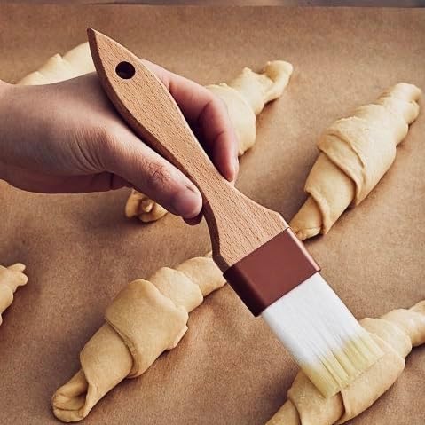 AME D’ESSENCE (Set of 2) Pastry Brushes – 1-Inch & 1½-Inch Nylon Bristle Basting Brushes with Lacquered Hardwood Handles for Baking, BBQ, and Marinades