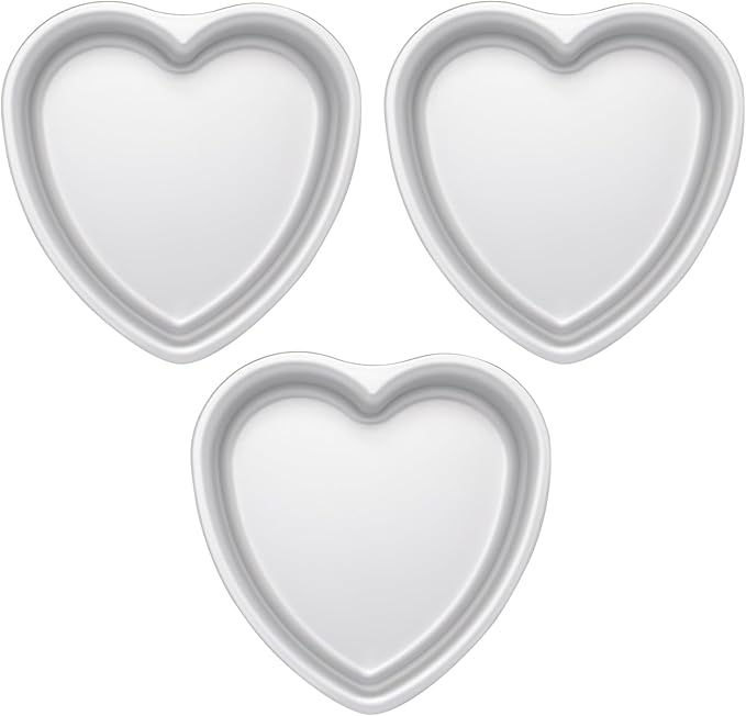 7 × 2 Inch heart cake pan,Set of 3 Aluminum Heart Cake Mold,Small Cake Pans , Heat Resistant Baking Cake Tins for Wedding, Party, Family Occasions, Chocolate. (7 × 2 Inch heart cake pan,Set of 3)
