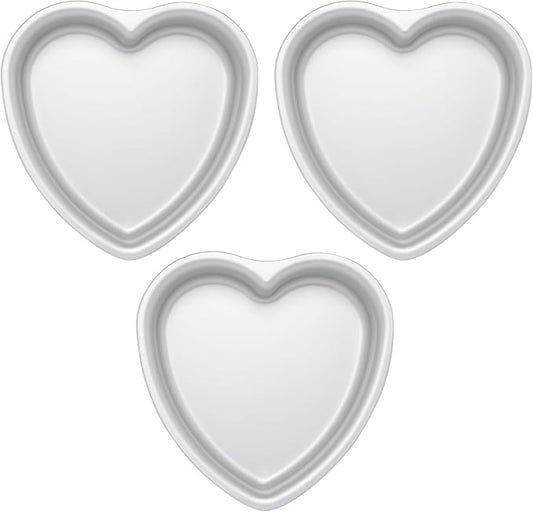 7 × 2 Inch heart cake pan,Set of 3 Aluminum Heart Cake Mold,Small Cake Pans , Heat Resistant Baking Cake Tins for Wedding, Party, Family Occasions, Chocolate. (7 × 2 Inch heart cake pan,Set of 3)