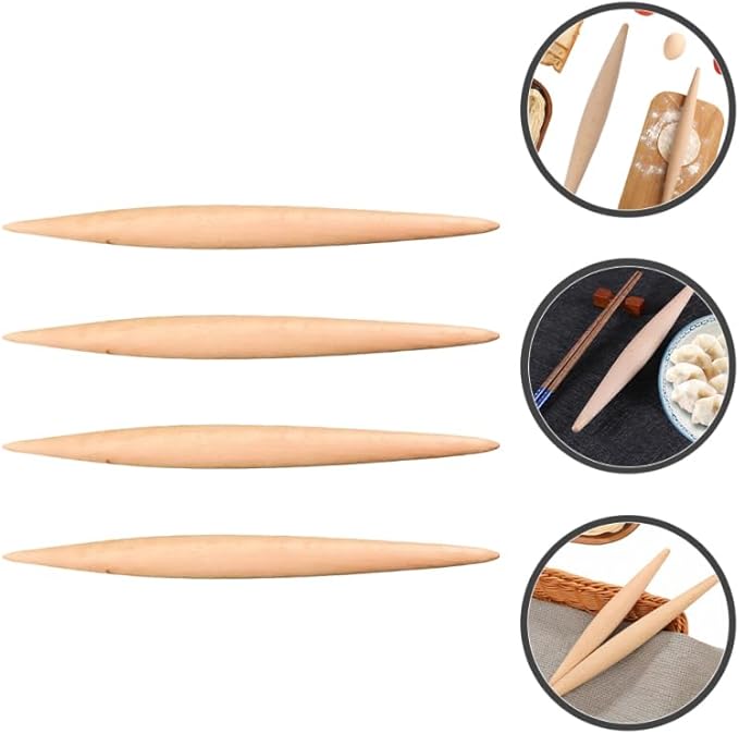 Zerodeko Chinese Dumpling Rolling Pin Wooden Rolling Stick Non-slip Handle for Home Restaurant