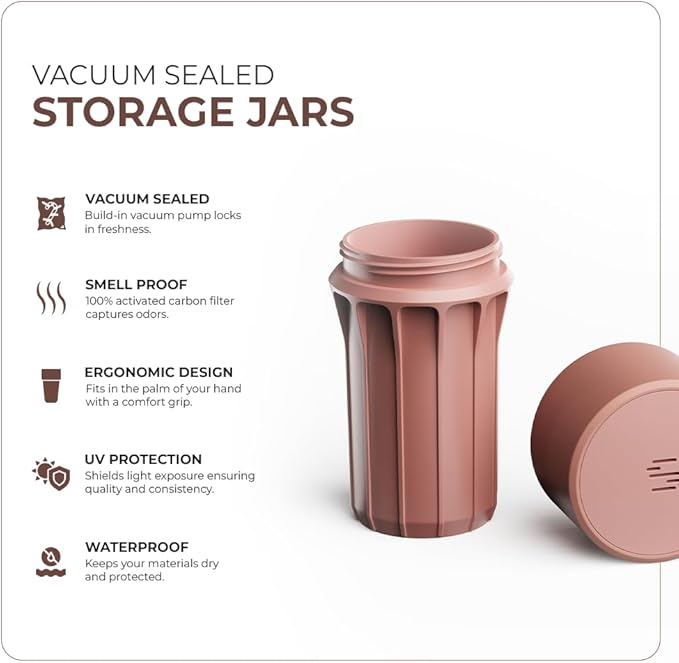 Staze Preserve Vacuum Sealed Storage Jars (148ml) | Patented Smell Proof Containers | Herb Storage & Food Storage Container with Protection (Desert Trio)
