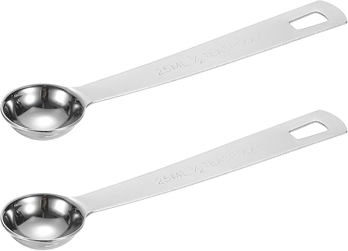 PATIKIL 2pcs 2.5ml Tablespoon Measuring Spoon, 1/2 Tbsp Measuring Spoon Stainless Steel Individual Measure Scooper Only for Ground Coffee Loose Tea Powder