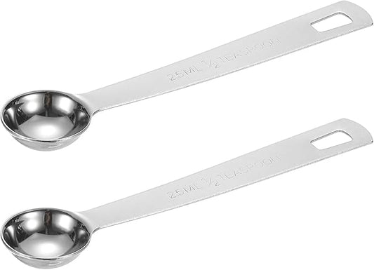 PATIKIL 2pcs 2.5ml Tablespoon Measuring Spoon, 1/2 Tbsp Measuring Spoon Stainless Steel Individual Measure Scooper Only for Ground Coffee Loose Tea Powder