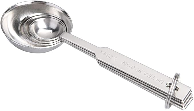 4Pcs Measuring Spoons Set, Premium Stainless Steel Metal Spoon Set, Tablespoon and Teaspoon, for Accurate Measure Liquid or Dry Ingredients, for Cooking Baking, Dishwasher Safety