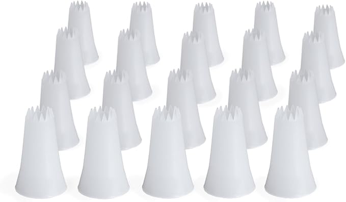 EZ Piping Reusable Open Star Tip #32 – 20 pieces – Standard Size Icing Nozzle (Base Ø 0.75", Height 1.25") – Fits Wilton & Ateco Couplers – FDA HDPE – Made in USA – Cake Decorating Tool