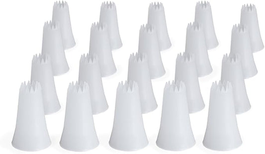 EZ Piping Reusable Open Star Tip #32 – 20 pieces – Standard Size Icing Nozzle (Base Ø 0.75", Height 1.25") – Fits Wilton & Ateco Couplers – FDA HDPE – Made in USA – Cake Decorating Tool